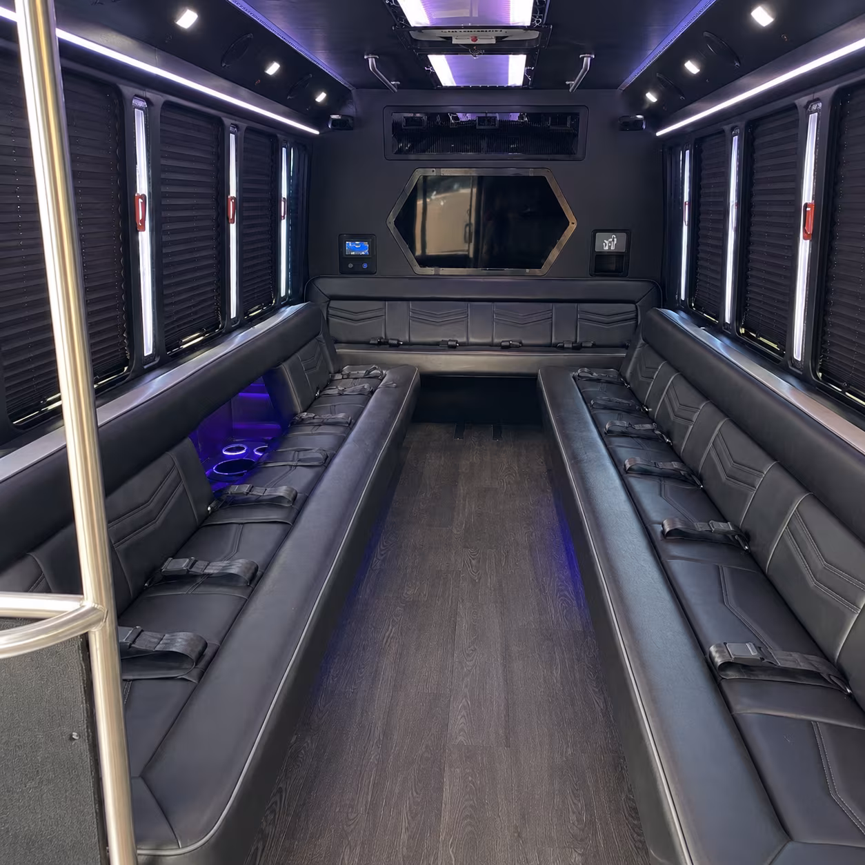sunrise 18 passenger party bus interior