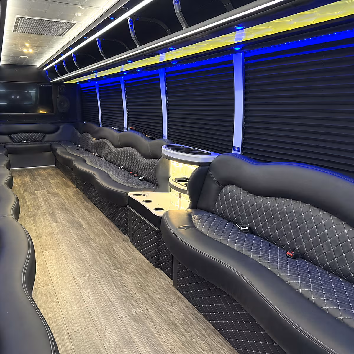 sunrise party bus rental interior